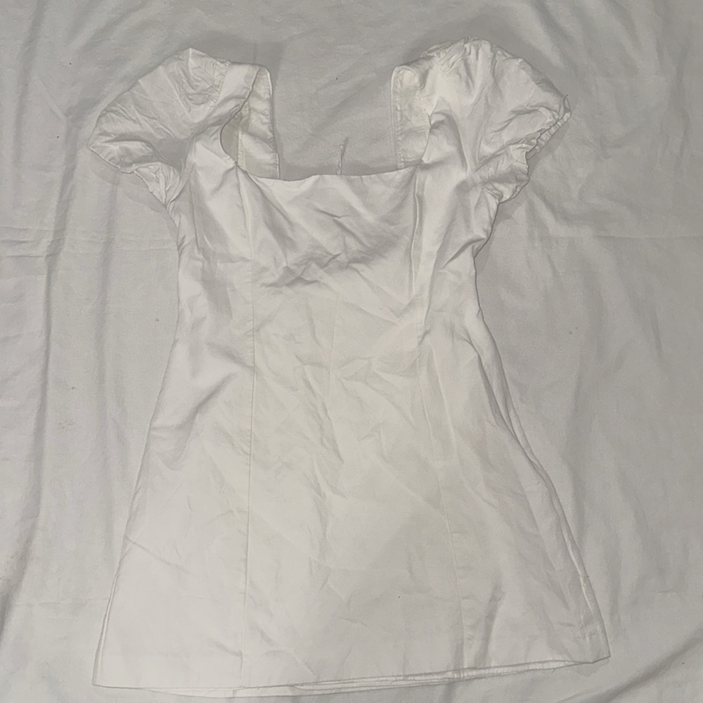 Zara Linen Puff Sleeve Mini Dress